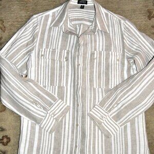Jones New York M LINEN women's top blouse